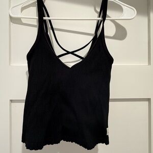 Vuori Black Ribbed Camisole Top